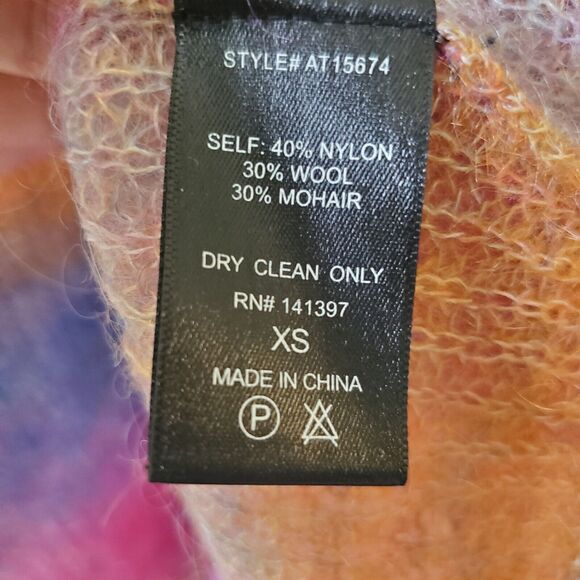 ASTR The Lable Womens XS Oversize Rainbow Sweater Mohair Wool Nylon Open Knit - Picture 4 of 8